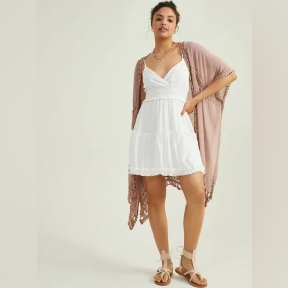 Altar'd State | Crochet Trim Midi Kimono | Mocha - Picture 5 of 8